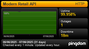 Uptime Report for Modern Retail - API: Last 30 days